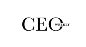 Black text on white reads CEO Weekly—CEO in large font, WEEKLY top right—like a Hollywood best, Face of Jules style.