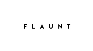 The word FLAUNT in bold, black, uppercase letters evokes Hollywood glam, centered on a white background.