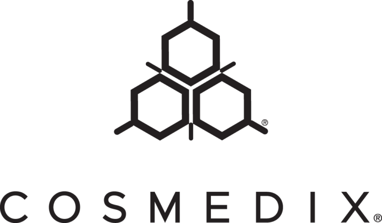COSMEDIX logo with three connected hexagons above the brand name in bold, modern black letters on a white background.
